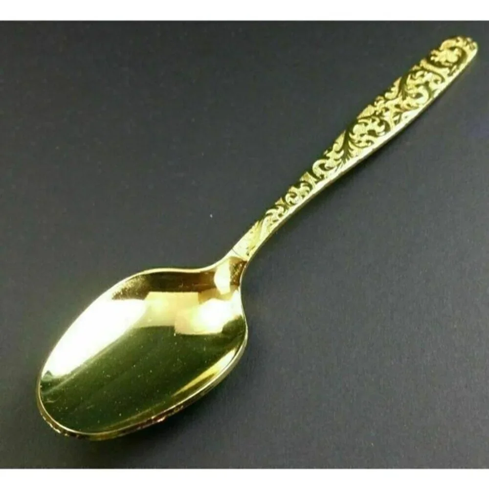 Americana Golden Heritage‎ Scroll Gold Electroplate Tablespoon Serving Spoon TAS